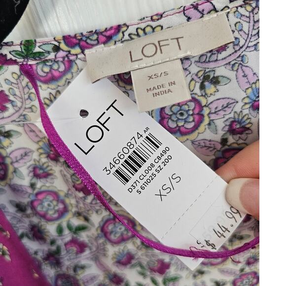 NWT LOFT Purple Floral Kimono Wrap Duster Open Front Size XS/S - Picture 2 of 5